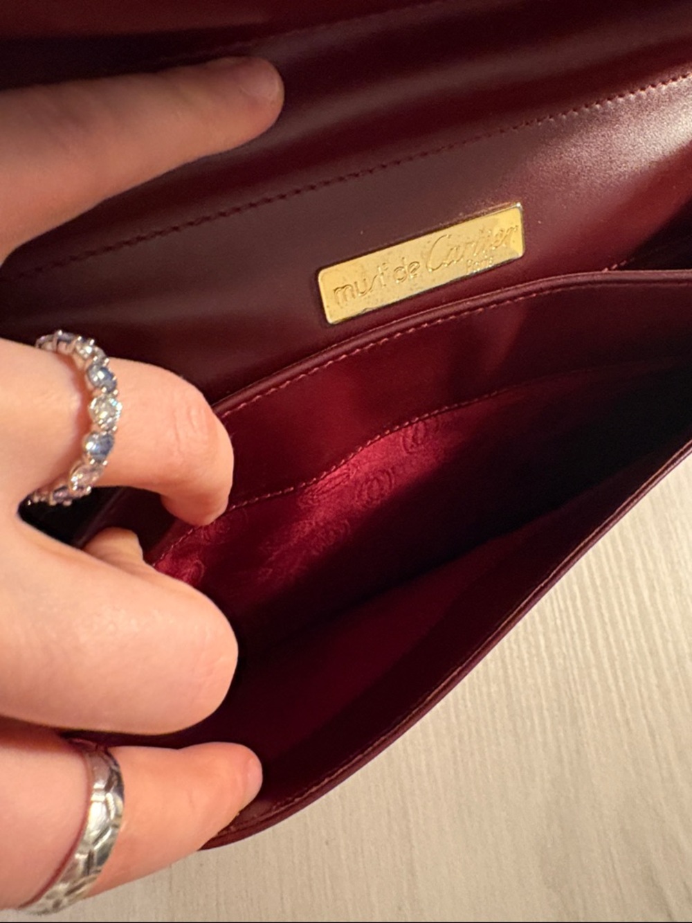 Cartier Burgundy Leather wristlet with Gold Corners - Picture 8 of 12
